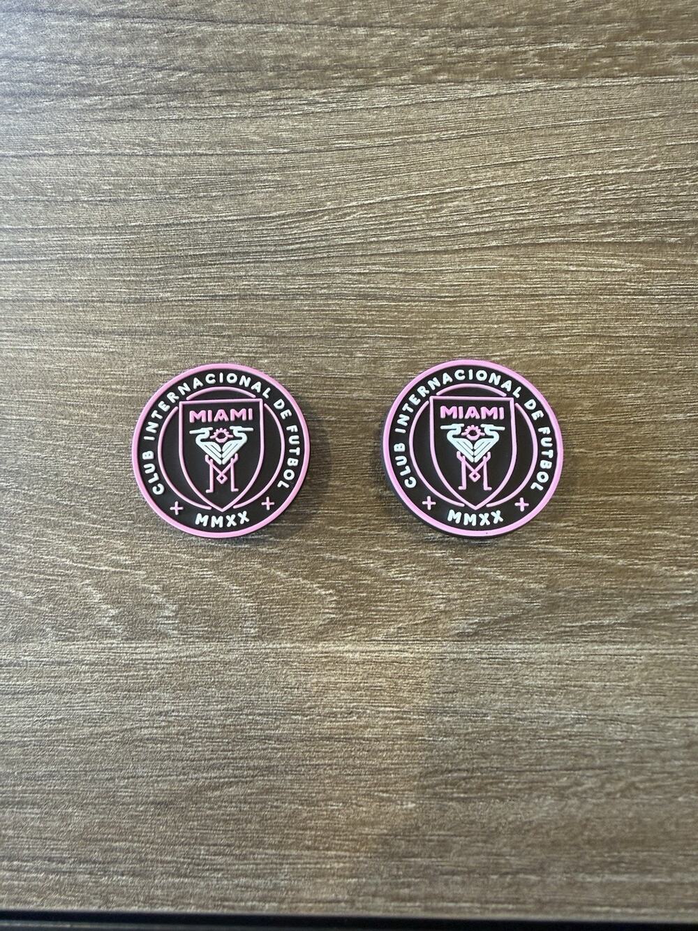 2 Miami Soccer Club Logo Shoe Charms Pink Fits Crocs Wristband Accessories